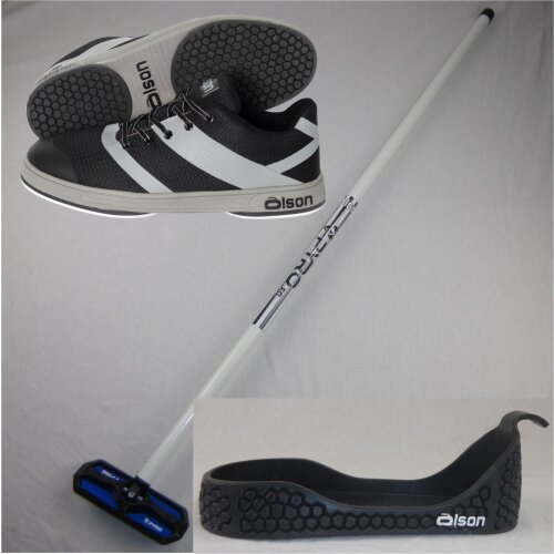 Olson Rookie Bundle: Crosskick curlingshoe + anti slider + fibreglas curling broom with PYRO head W7,5