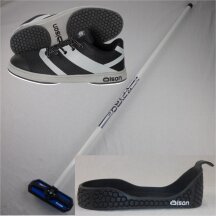 Olson Starterset: Crosskick Curlingschuh + Gripper + Fiberglas Curlingbesen mit beweglichem Kopf M9