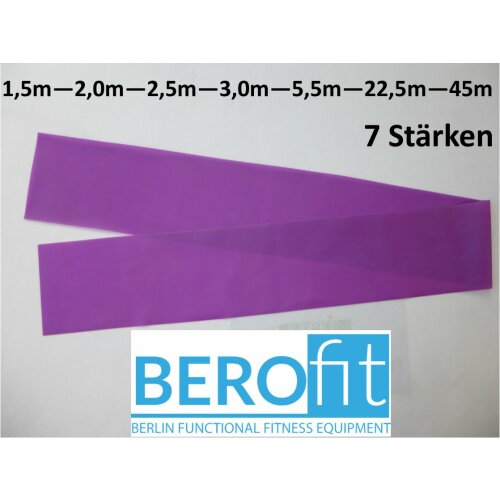 Berofit Excercise Band in 7 resistance levels and many lenghts (width 15 cm) extra light 0,15 mm - yellow 1,5 m